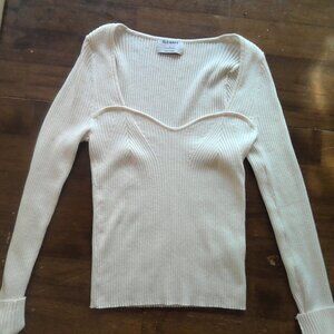 OLD NAVY White Long Sleeve Sweetheart Neckline